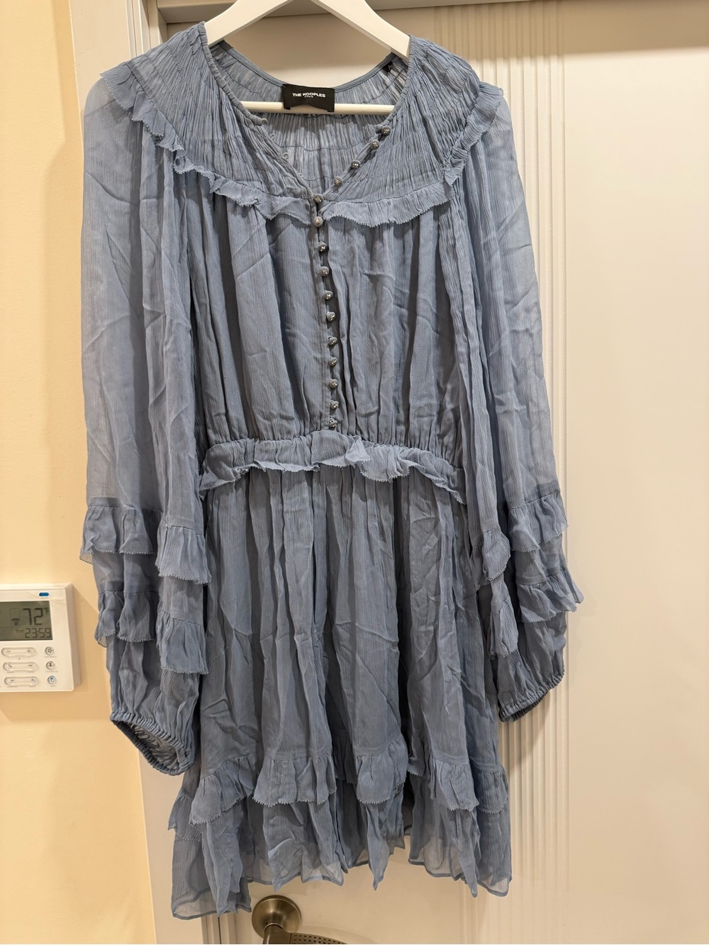 The Kooples Light Blue Ruffled Mini Dress